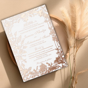 Elegant Floral RoseGold Frame Muslim Wedding Nikah