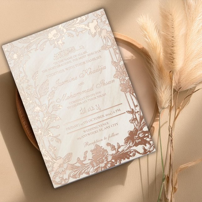 Elegant Floral RoseGold Frame Muslim Wedding Nikah (Creator Uploaded)