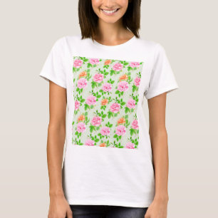 Elegant Floral Roses Green Leaves Pattern-23675 T-Shirt