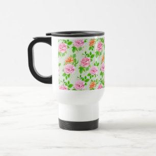 Elegant Floral Roses Green Leaves Pattern-23675 Travel Mug