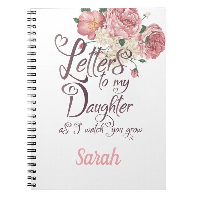 Elegant Floral roses Letters chic design Notebook (Front)