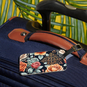 Elegant Floral Roses Luggage Tag with Soft Design