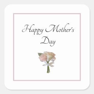 Elegant Floral Roses Mother's Day Party Square Sticker