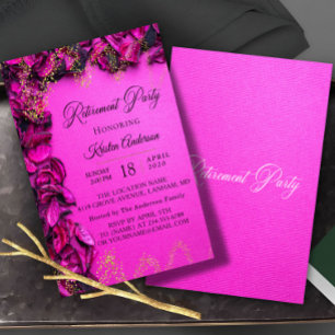 Elegant Floral Rosy Retirement Party Invitation