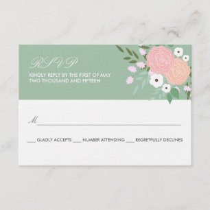 Elegant Floral RSVP Card - mint
