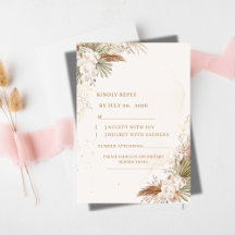 Elegant Floral RSVP Card | White Flowers & Gold