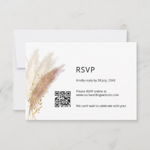 Elegant Floral RSVP with QR Code Dusty Pink Pampas Card