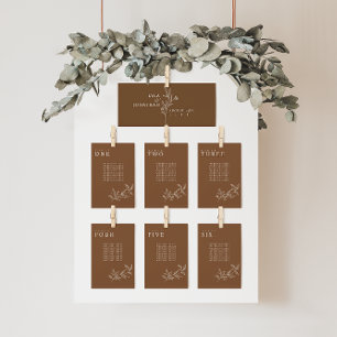 Elegant Floral Rust Wedding Seating Chart Cards
