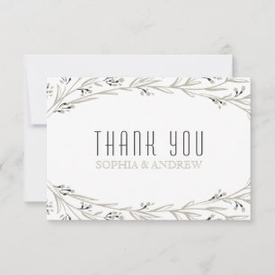 Elegant floral rustic wedding thank you card