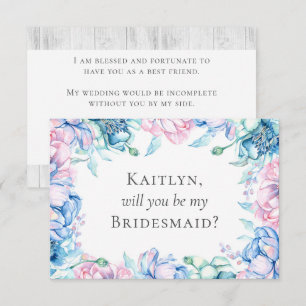 Elegant Floral Rustic Wood Bridal Party Proposal Invitation