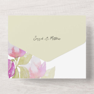 Elegant Floral Sage Green And Pink All In One Invitation