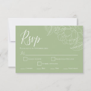 Elegant Floral Sage Green Meal Choice RSVP Card