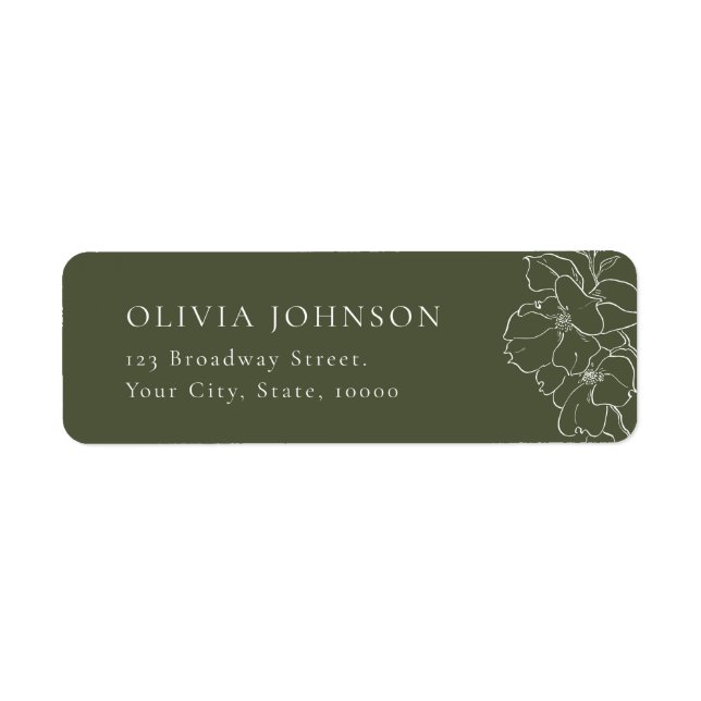 Elegant floral sage green Return Address Label (Front)