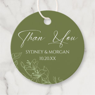 Elegant Floral Sage Green Wedding Favour Tags
