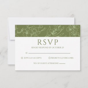 Elegant Floral  Sage Green Wedding RSVP Card