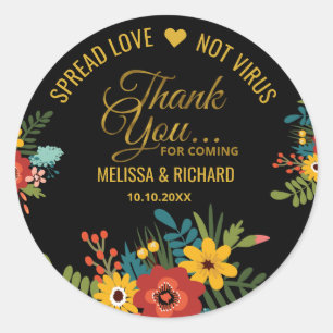 Elegant Floral Sanitizer Wedding Gold Thank You Classic Round Sticker