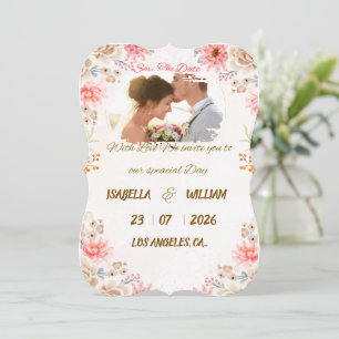 Elegant Floral Save the Date Card
