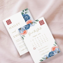 Elegant Floral Save The Date Chinese Wedding