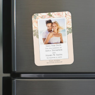 Elegant Floral Save the Date Wedding Photo Magnet