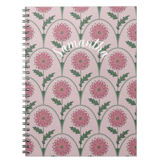 Elegant floral scallop & custom name on dusty pink notebook