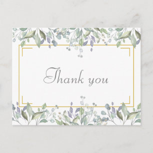 Elegant Floral Script Business Thank You Postcard
