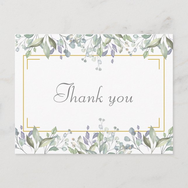 Elegant Floral Script Business Thank You Postcard (Front)