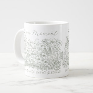 Elegant Floral Script Saying Boho Line Art Large Coffee Mug