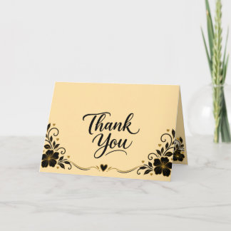 Elegant Floral Script Thank You Card