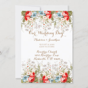 Elegant Floral Script Wedding Invitation