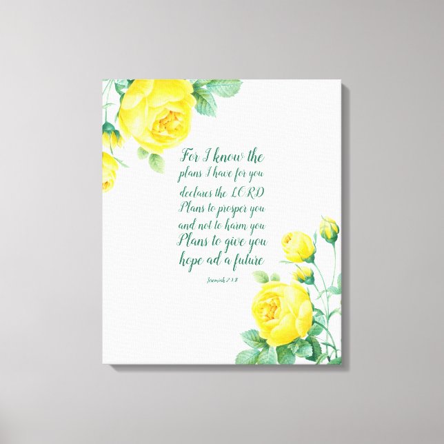 Elegant Floral Scripture 29:11 Canvas Print (Front)