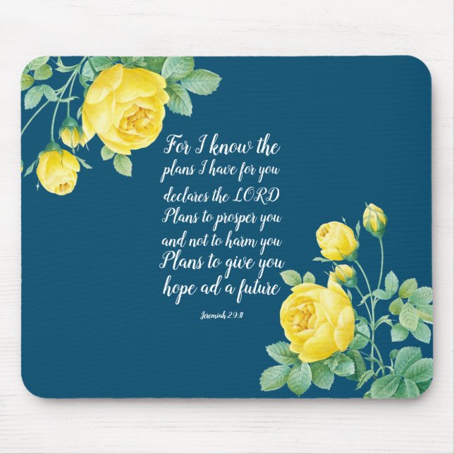 Elegant Floral Scripture 29:11  Mouse Pad (Front)