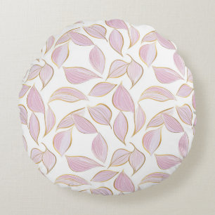 elegant floral seamless pattern with pink leaves  round pillow