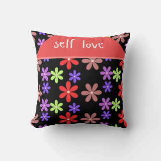 Elegant Floral Self Love Aesthetic Throw Pillow