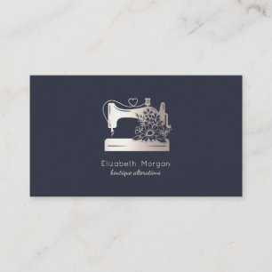 Elegant Floral Sewing Machine Seamstress or Tailor Business Card