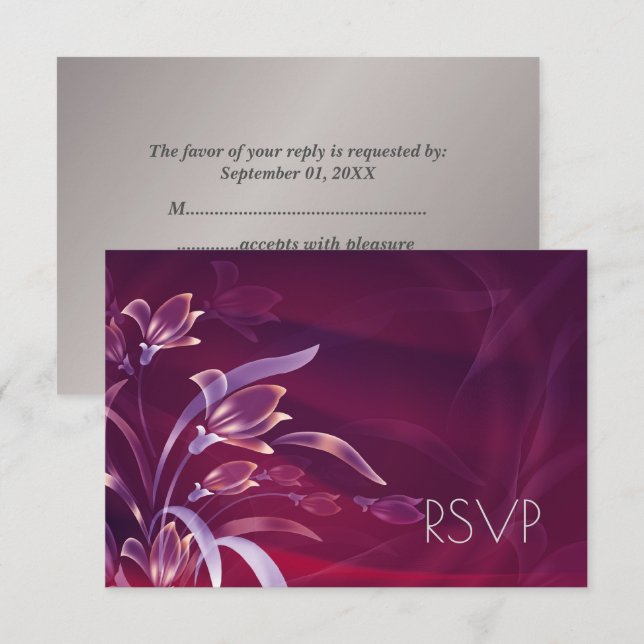 Elegant Floral | Silver Design RSVP Card (Front/Back)