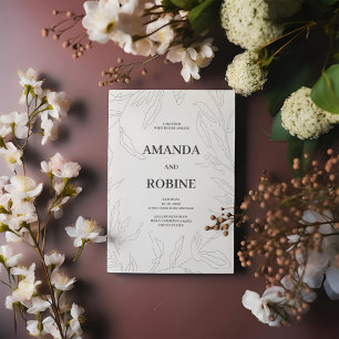 Elegant Floral Sketch Wedding Invitation