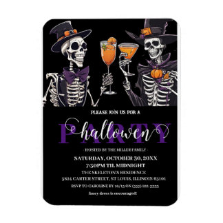 Elegant Floral Skull Adult Halloween Party Invitat Magnet