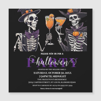 Elegant Floral Skull Adult Halloween Party Invitat Magnetic Invitation