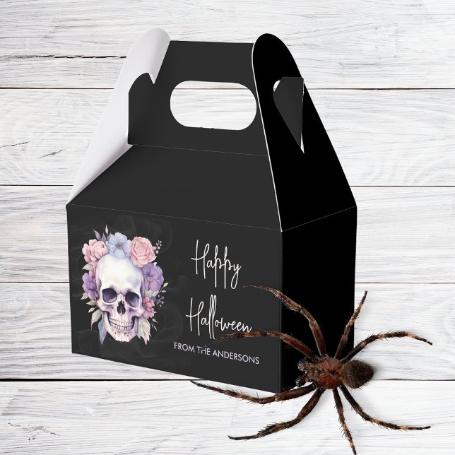 Elegant floral & Skull gothic halloween treat  Favor Box (Creator Uploaded)