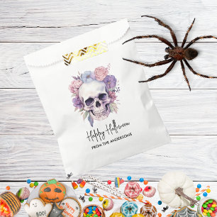 Elegant Floral & Skull Gothic Halloween Treats Favour Bag