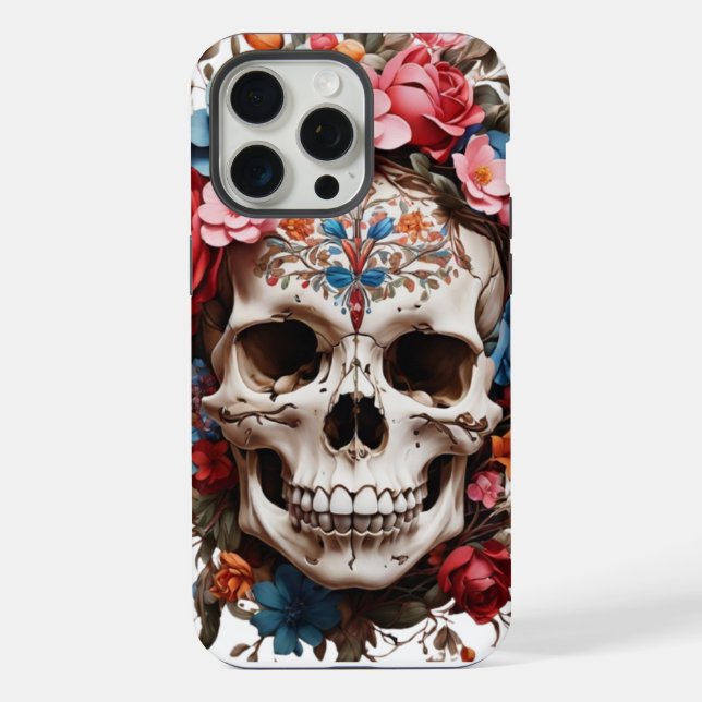 💀 Elegant Floral Skull 🌸 iPhone Case (Back)