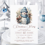 Elegant Floral Snowman Christmas Party Invitation<br><div class="desc">This elegant Christmas party invitation features an elegant watercolor rose botanical floral snowman. Features Christmas in Red elegant script font on a white background. Perfect for celebrating the holidays in style, this invitation is sure to impress your guests. The invitation can be personalized to include your party details, and any...</div>