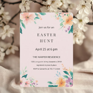 Elegant Floral Spring Easter Pink  Invitation