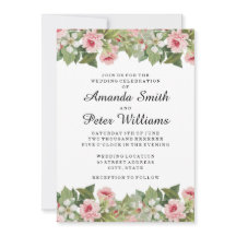 Elegant floral spring / summer wedding invitation