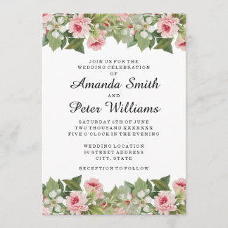 Elegant floral spring / summer wedding invitation
