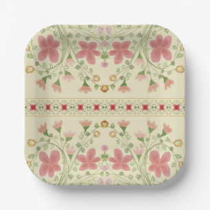 Elegant Floral Square Paper Plate
