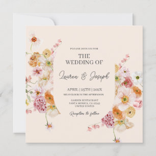 Elegant Floral Square Wedding invitation