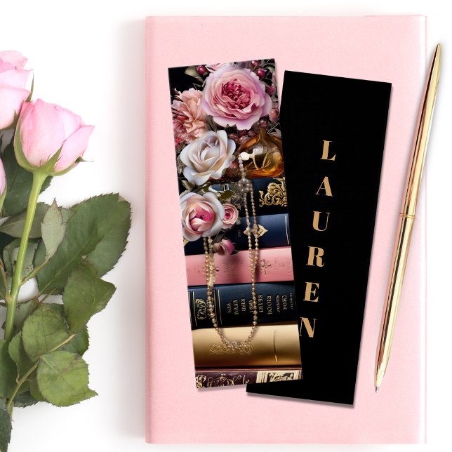Elegant Floral Stack of Books Bookmark (Creator Uploaded)