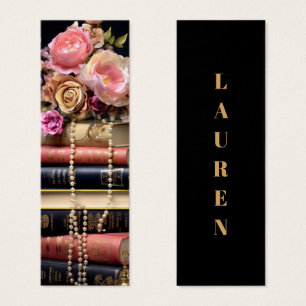 Elegant Floral Stack of Books Bookmark