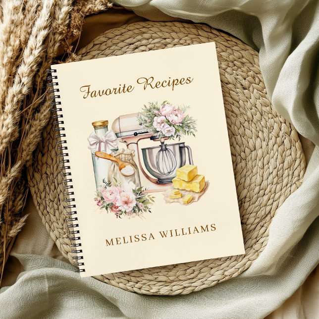 Elegant Floral Stand Mixer & Cooking Recipe Notebook (Creator Uploaded)